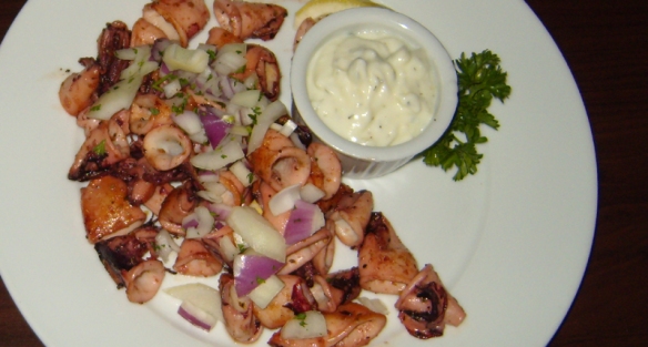 Pan-fried calamari at Yamas Greek Restaurant, Kelowna