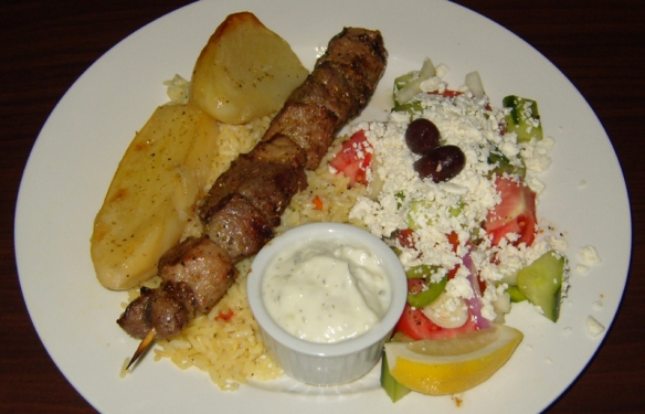 Souvlaki at Yamas Greek Restaurant, Kelowna