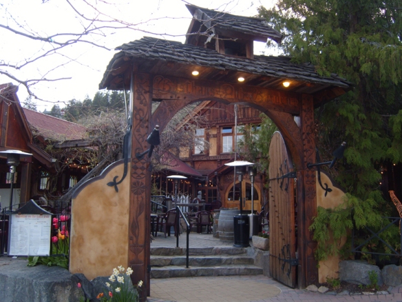 Entrance gate to Gasthaus on the Lake, Peachland, BC